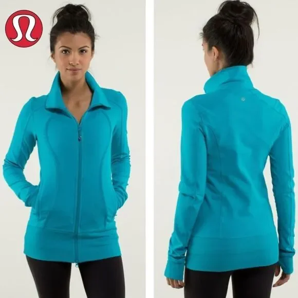 Lululemon Blue Nice Asana Brushed Surge Jacket Sweatshirt Size 4 - Picture 2 of 15